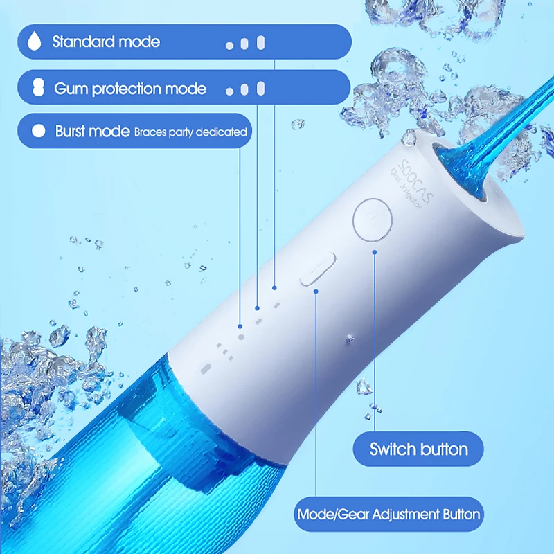 SOOCAS W3 Pro Water Flosser Teeth 4 Type Nozzle Cleaner Oral Irrigator Type-c Rechargeable Cleaner 7 Modes Water Tank Removeable oral irrigator dental water flosser water dental flosser