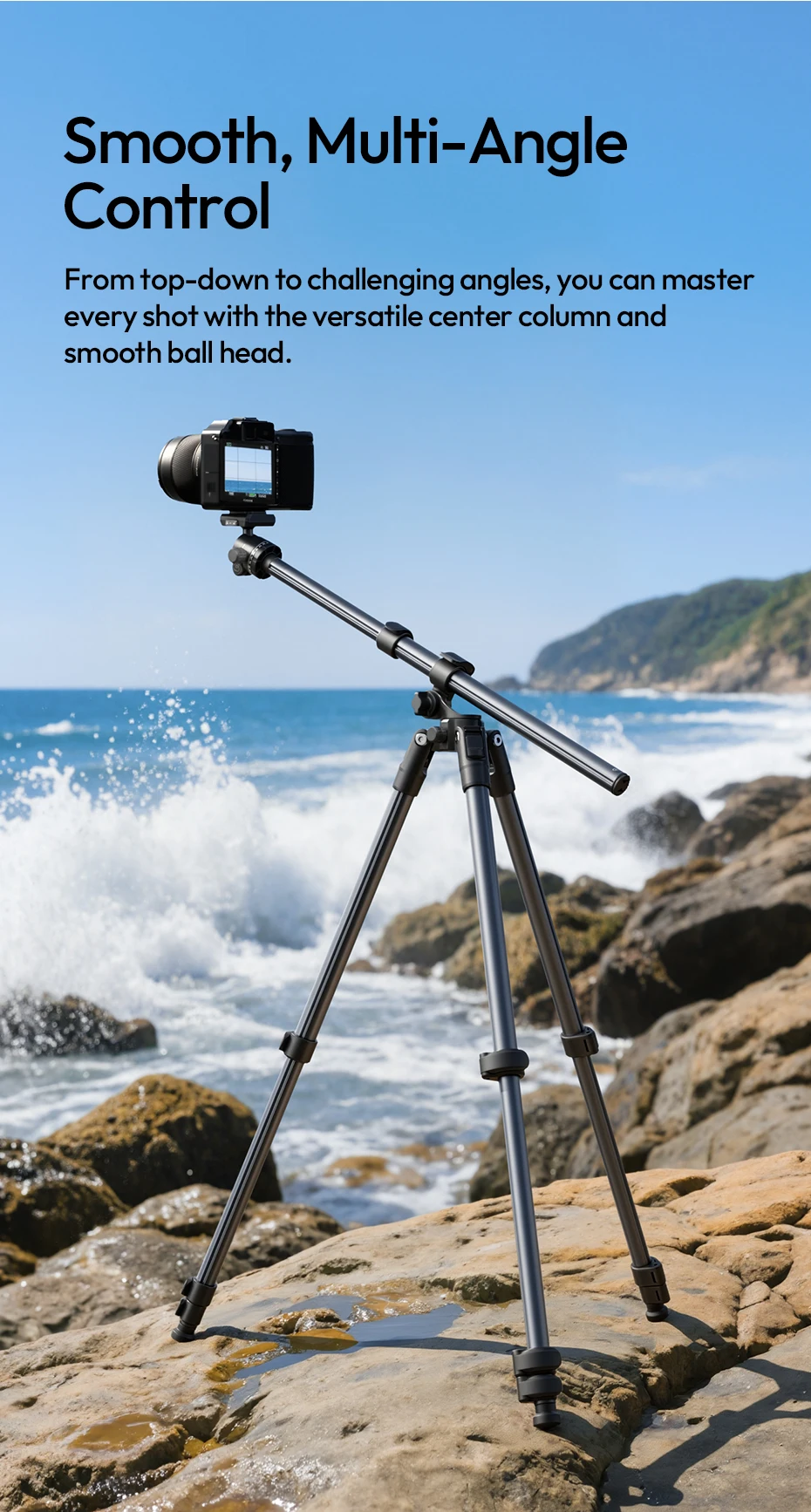 TT59 Horizontal Center Column Tripod 0.1-1.75M for DSLR Camera Video Light for O