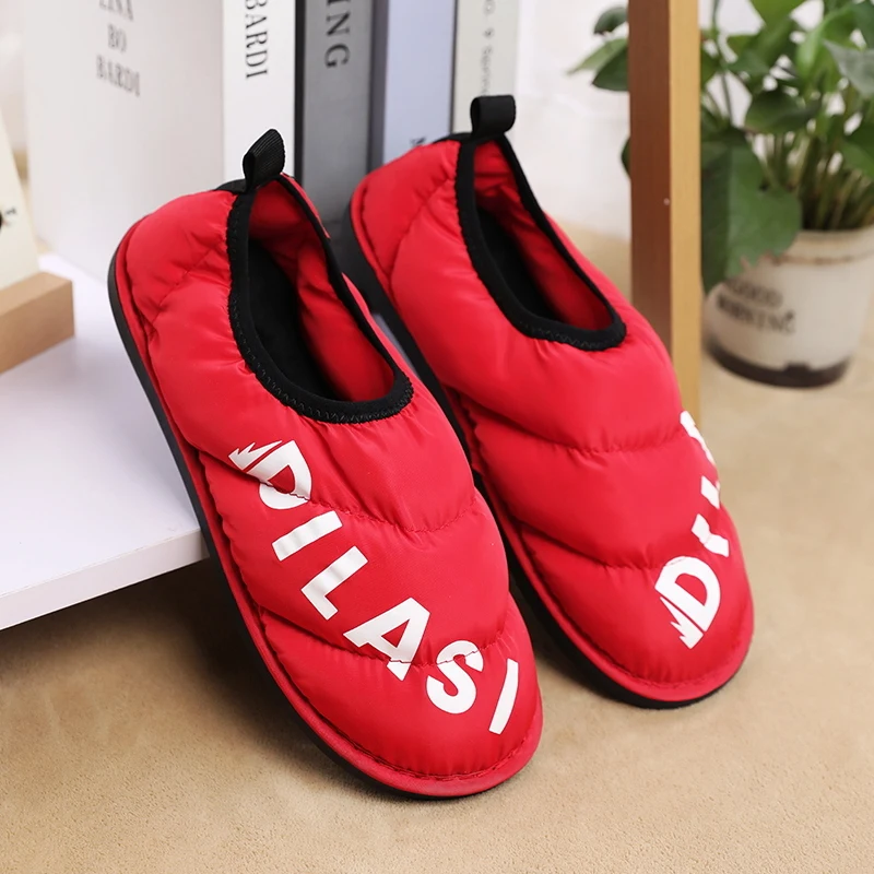 

Slippers Winter Home Shoes Lightweight Round Toe Couple Footwear Waterproof Non-slip Wear-Resistant New Plus Velvet Keep Warm