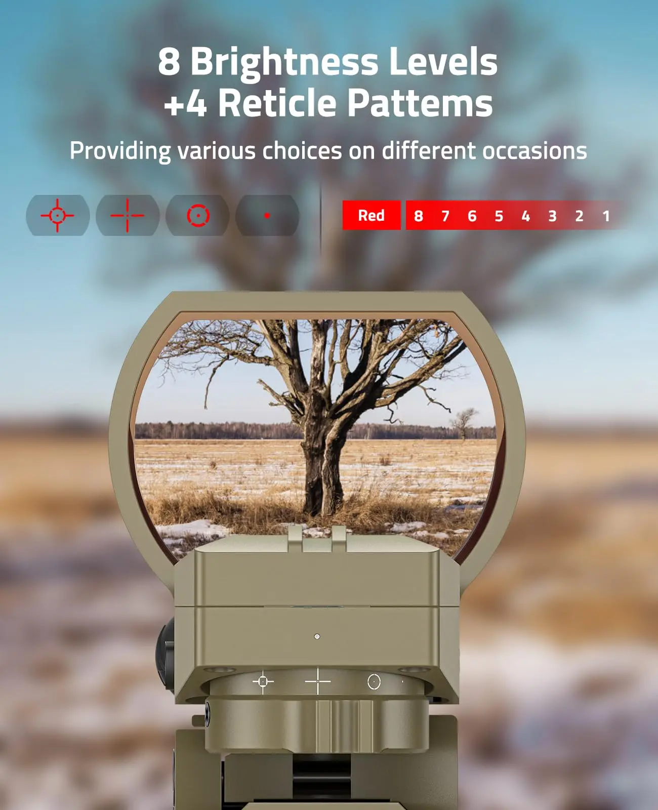 MIDTEN FoxSpook Rechargeable Reflex 1X28x40mm Red Dot Sight 4 Reticles Optics Picatinny Rail Absolute Co-Witness