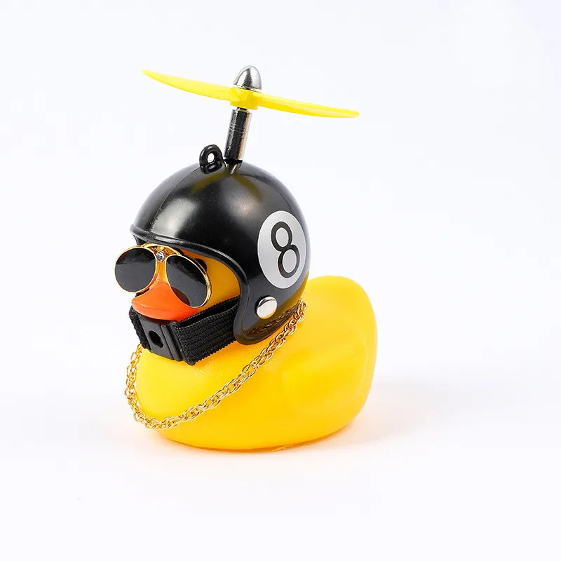 Yellow Rubber Duck Car Decoration with Helmet and Accessories