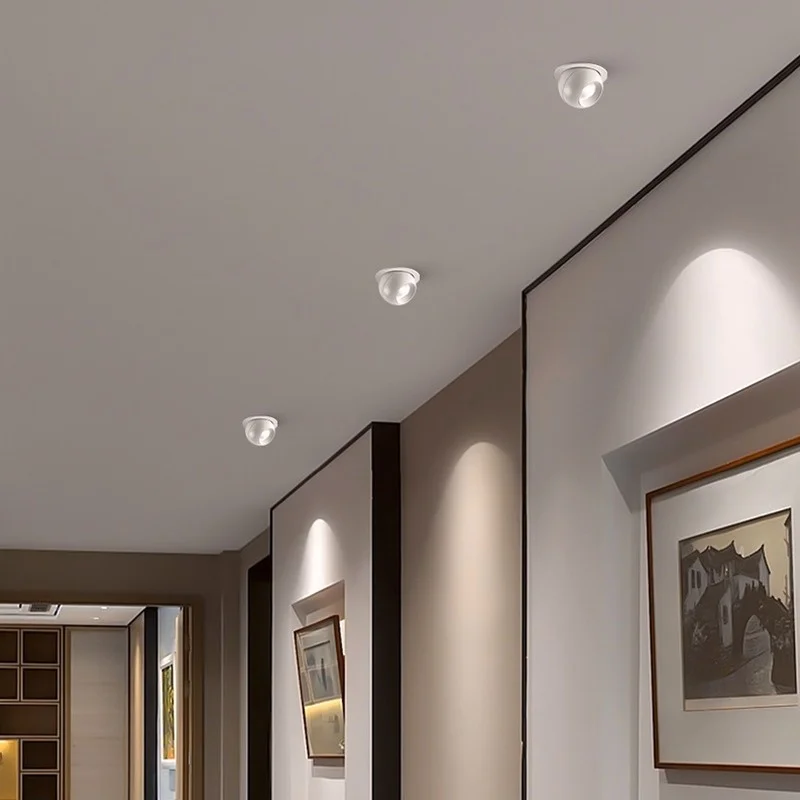 Recessed Circular Anti-glare COB spotlights Dimmable 7W 12W 15W 360&deg; White Black aluminum Rotation AC85-265V Interior lighting