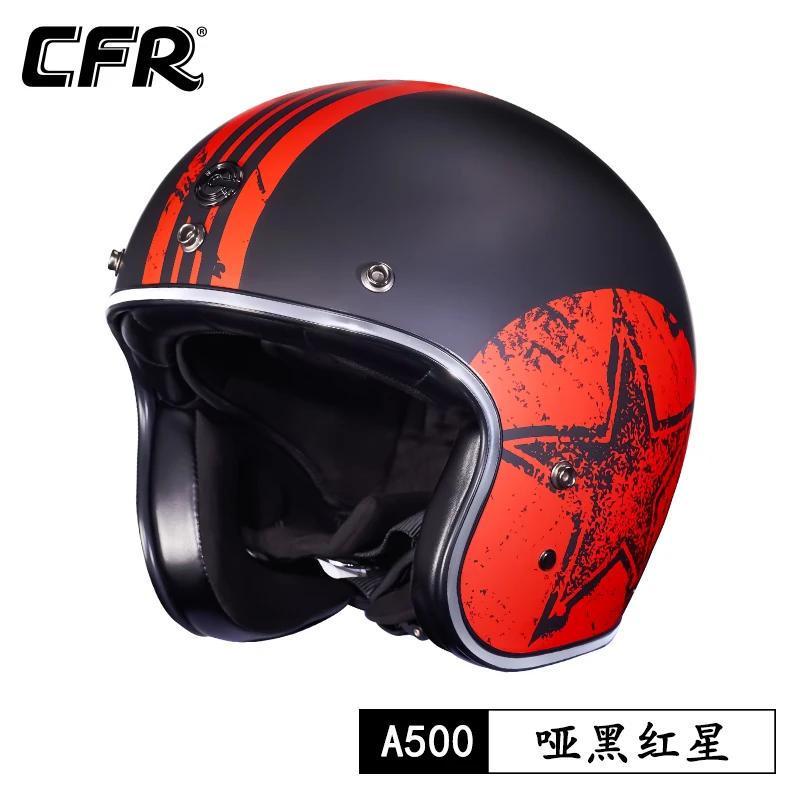 

New CFR Fiberglass 3/4 Open Face Motorcycle Helmet Retro Vintage Chopper Cruiser Helmets Scooter Riding Jet Cascos Para Moto DOT