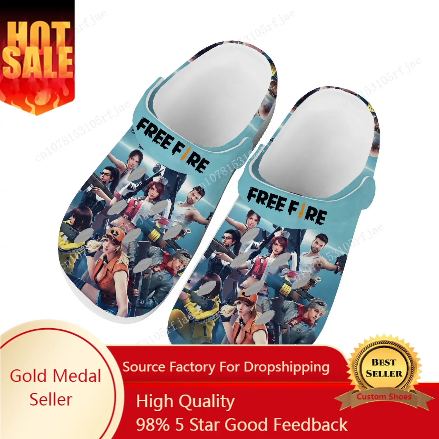 

Garena Free Fire Home Clogs Cartoon Game Men Women Teenager Custom Fashion Built Water Shoes Garden Beach Hole Slippers Sandals