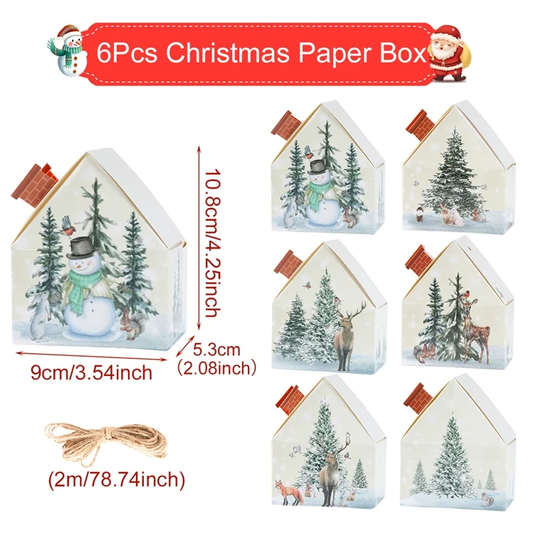 12 stuks papieren zakken voor Kerstmis, cadeauzakjes, kerstcadeaudoosjes, kleine kerstzakjes, met 18 kerststickers, voor kerstverjaardagsfeestaccessoires (22 x 12 x 8 cm