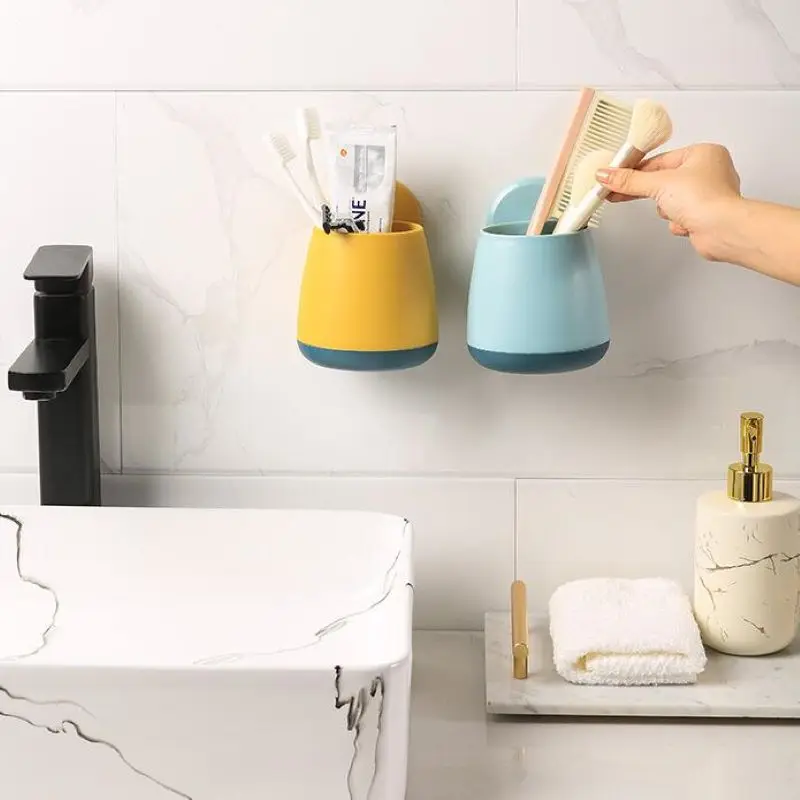 Bathroom Toothbrush Holder Toothbrush Toothpaste Wall-Mounted Storage Rack Kitchen Chopsticks Tableware Drain Shelf Organizer toothbrush holder