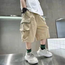 Summer Boys' Cargo Shorts with Large Pockets - Ages 3 - 14 - Ideal Birthday Gift - 13 - 14(Size 170) (P106 - Khaki)