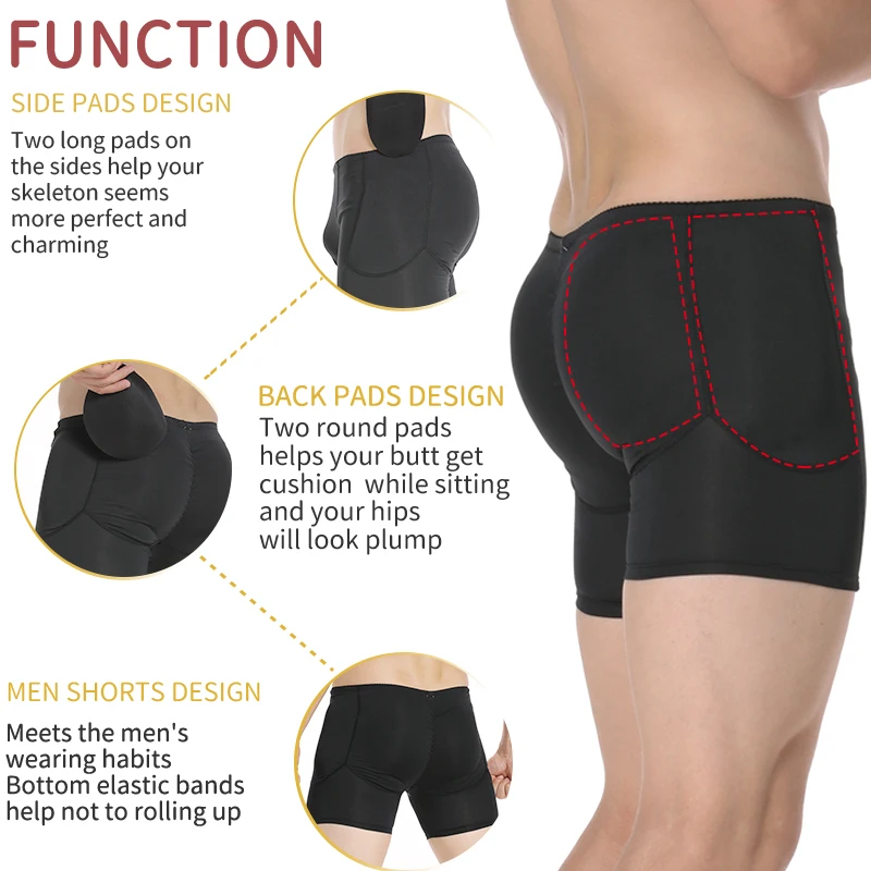 Gepolsterte Männer Hip Control Höschen Butt Lifter Shapewear Unterwäsche COMFREE Enhance Booty Enhancer Boxer Dessous r_voghion.com