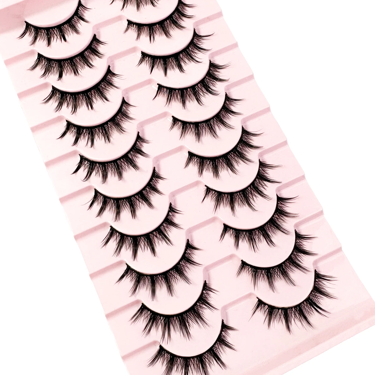 Eyelashes 10 Pairs Mange Lashes 3D Cat Eye Lashes Faux Mink Lashes Natural Fluffy False Eyelashes Wispy Makeup Tools