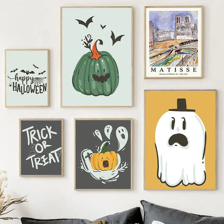 HalloweenFunnyGhostPumpkinSkeletonBatNordicPostersAndPrintsWallArtCanvasPaintingBoyPicturesBabyKidsRoomDecor-AliExpress15