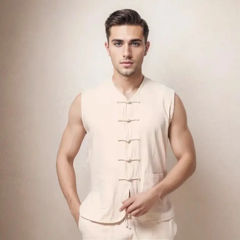 Traditional chinese style kung fu clothes man tai chi fashion Summer casual cotton and linen camisole vest