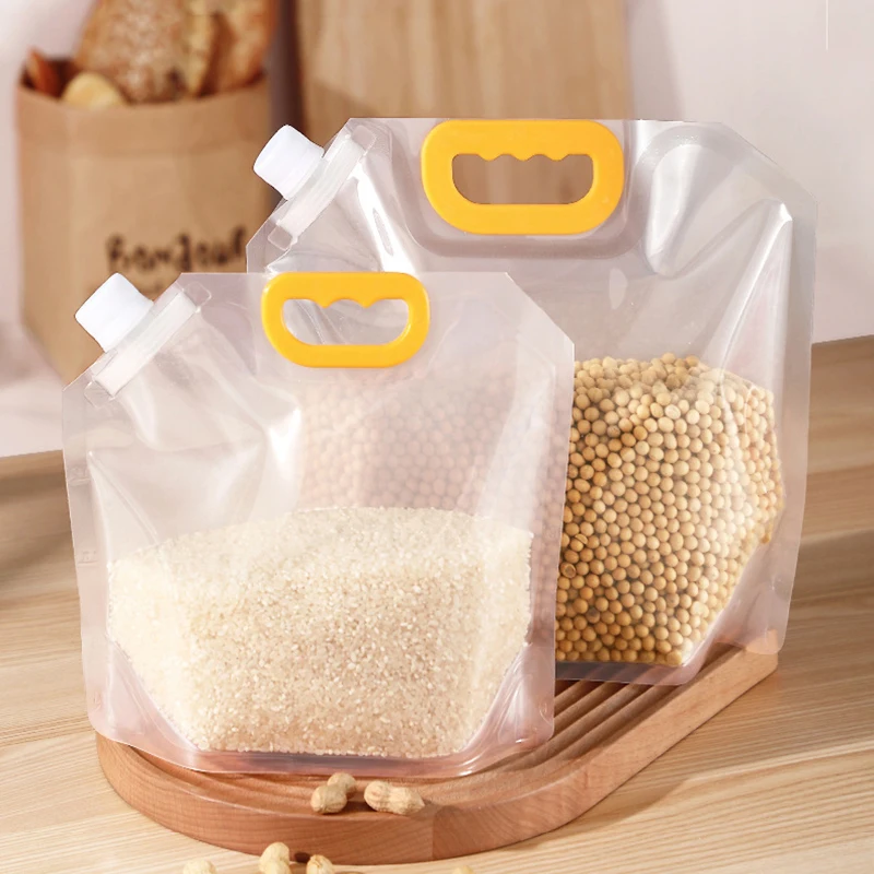10 Pcs Kitchen Food Storage Bag Transparent Moisture-proof Sealed Plastic  Bag Household Large Capacity Stand Up Packaging Bags