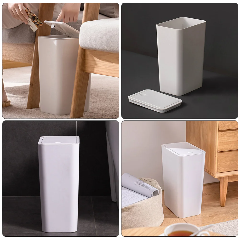 

Trash Can with Lid Bathroom Kitchen Waste Basket Office Plastic Square Trash Can Waste Basket Office Separate Collection Box