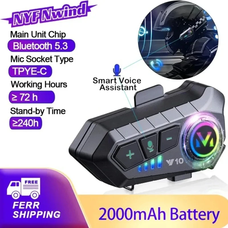 

Bluetooth 5.3 Helmet Headset Wireless Hands-free Call Phone Kit Motorcycle Waterproof Earphone MP3 Music Player Speaker for Moto