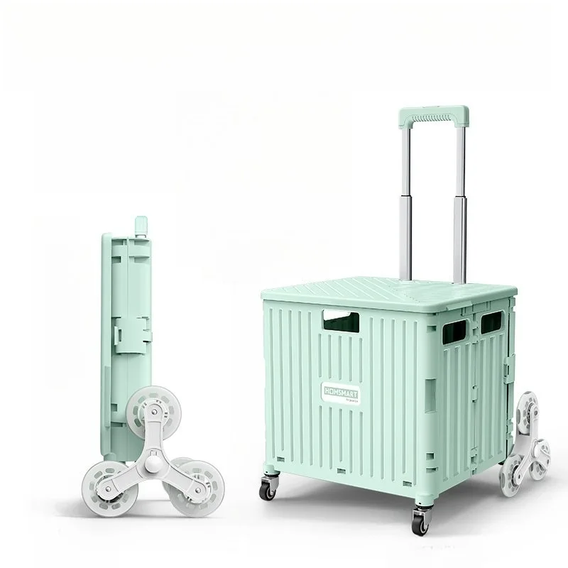 

Foldable Utility Cart Folding Portable Rolling Crate Handcart Shopping Trolley Wheel Box Noiseless 360°Rotate Wheel for Travel
