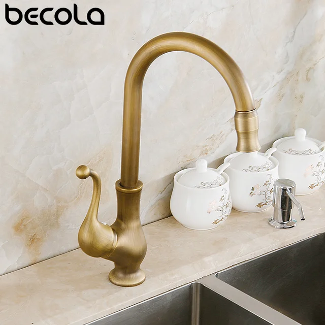 ก๊อกน้ำสำหรับห้องครัวก๊อกน้ำทองแดงโบราณสำหรับห้องครัวผสมก๊อกพร้อมเครนเซรามิกเครื่องผสมน้ำเย็นและร้อนในครัว 5