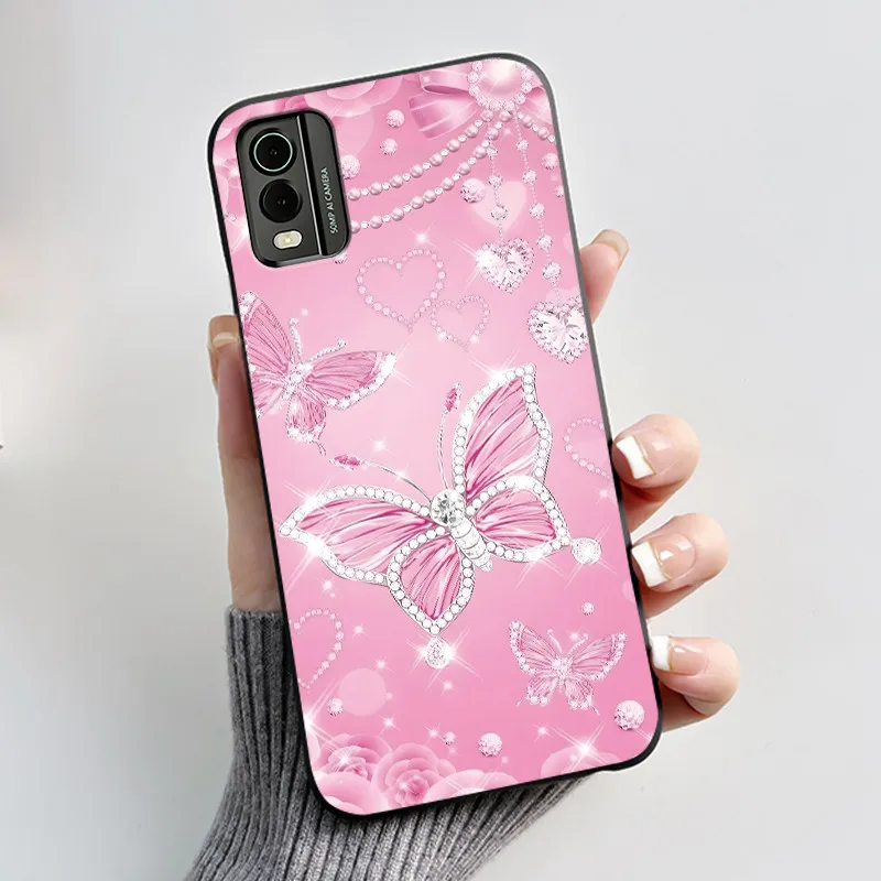 Black Soft Silicone TPU Luxury Fashion Flower Butterfly Phone Case