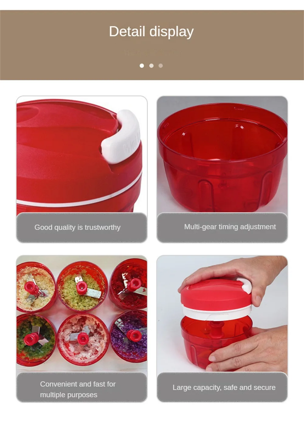 Description Picture 6 of itemMulti-function Manual Food Chopper Meat Machine Crusher Blender Household Vegetable Chopper Shredder Garlic Cutter Meat Blender