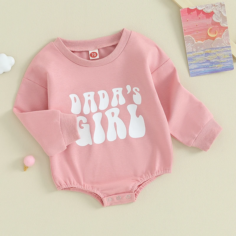 

Newborn Infant Baby Girl Fall Clothes Daddy s Girl Sweatshirt Romper Long Sleeve Crew Neck Casual Bodysuit