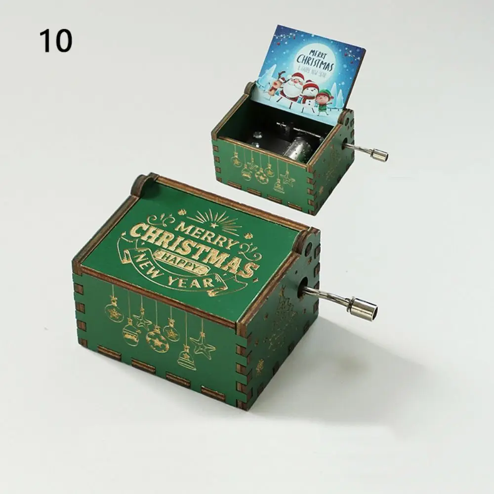 Classical Wooden Music Box Valentine's Day Crafts Hand Crank Carved Musical Box Fashion Gift Home Decoration 2