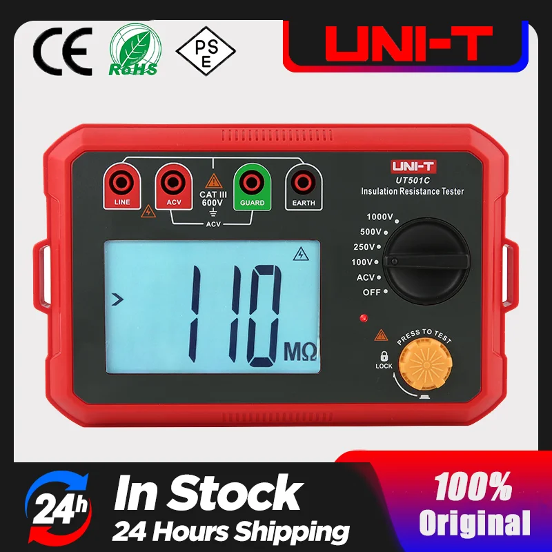 UNI-T Insulation Resistance Tester UT501C Transformer Generator High Voltage Motor Cable Insulation Test Megohmmeter.