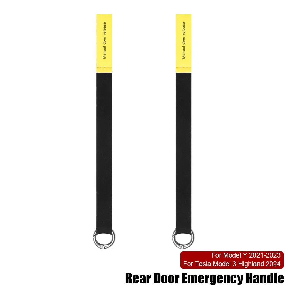 Rear Door Emergencies Safety Pull Rope For Tesla Highland 2024 For Model Y 2021-2023 Emergency Handle Car Accessory 2PCS images - 6