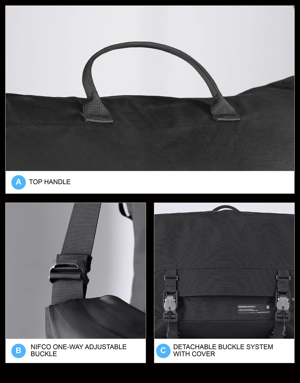 Reindee Lusion 24ss Waterproof cd material shoulder bag set molle pad modul expansion accessories techwear