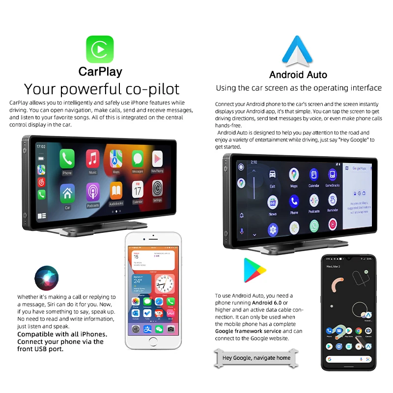 Hippcron 7inch Portable CarPlay Android Auto Car Radio Multimedia Video  Player Touch Screen With AUX USB For Rear View Camera - AliExpress