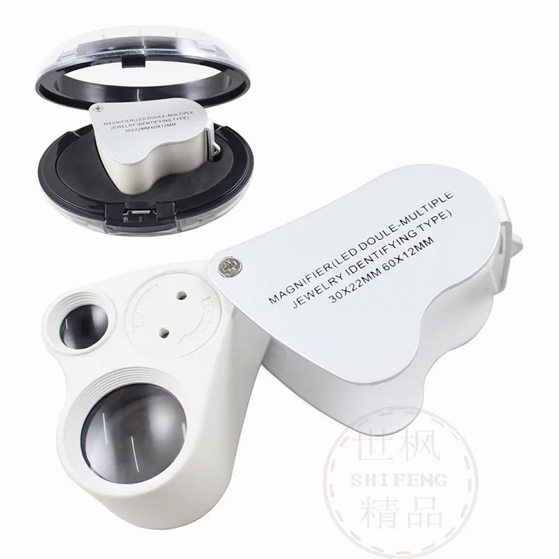 30X 60X Illuminated Jewelers Loupe Magnifier Foldable Jewelry Magnifier