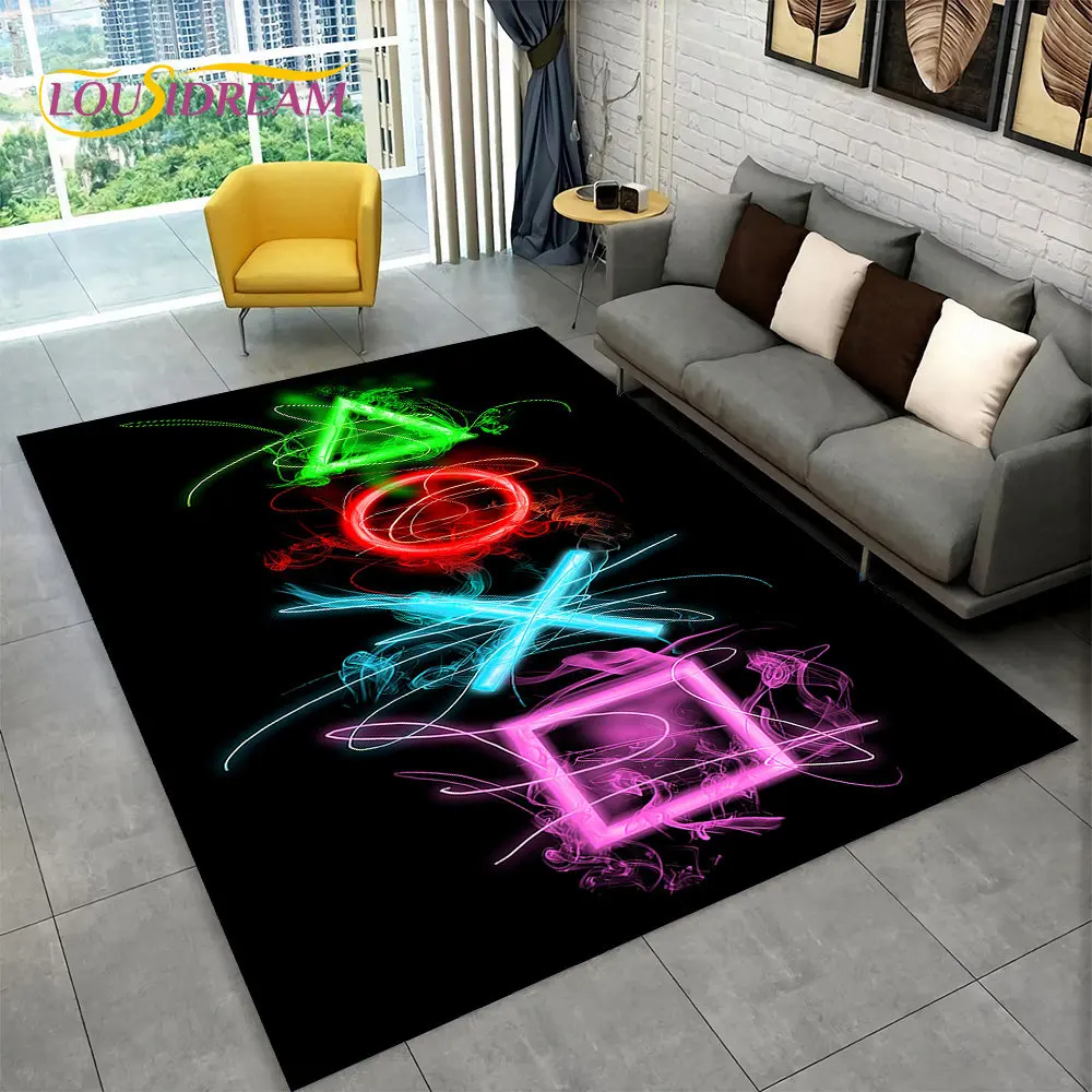 Cartoon Gamer Game Gamepad Area Rug,Carpet Rug for Living Room Kids Bedroom Sofa Kitchen Doormat Decor,Child Non-slip Floor Mat