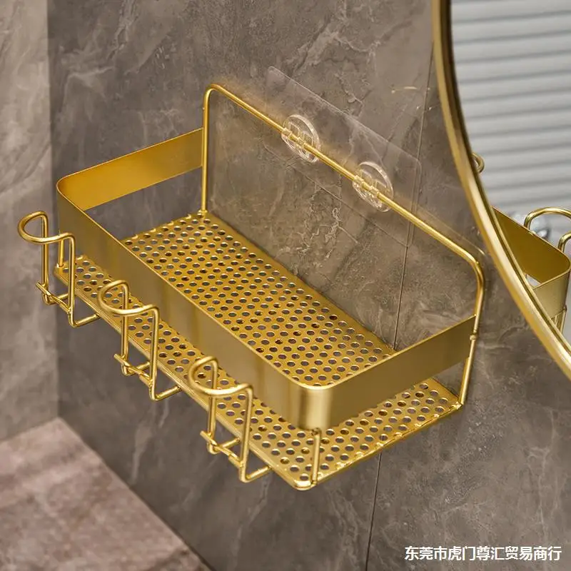 Gold toothbrush storage rack no punching mouthwash cup bathroom skincare product storage rack bathroom accessories cup holder
