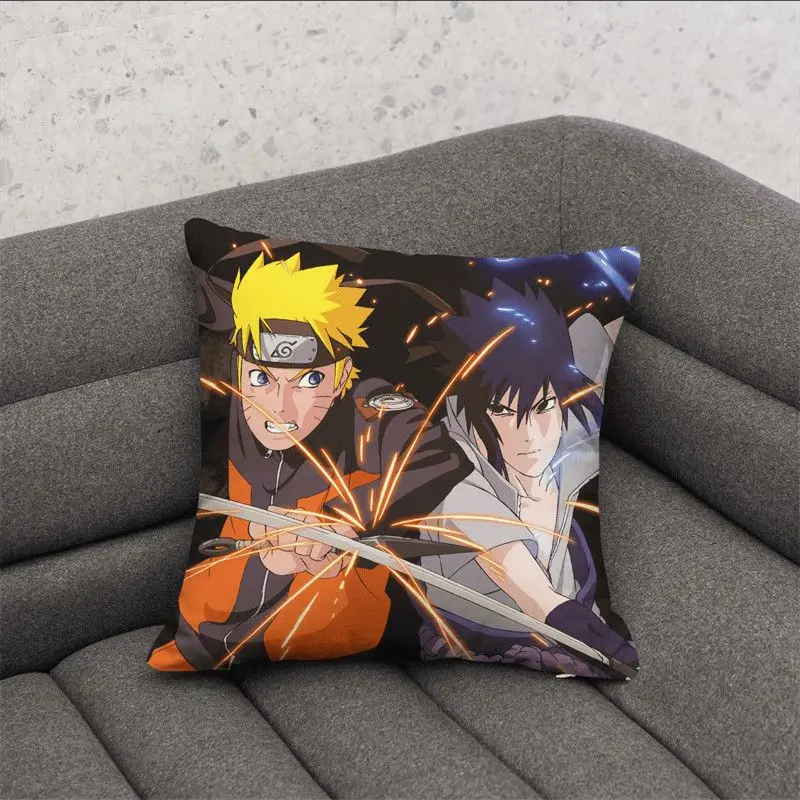 Funda de almohada con figura de anime Naruto, funda de almohada con estampado de dibujos animados de Kakashi Sasuke, almohada para sofá o coche, decoración del hogar, regalos navideños para niños