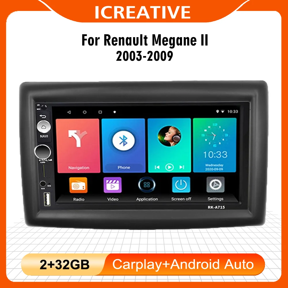 Autoradio GPS tactile Bluetooth Android & Apple Carplay Renault Megane 2 +  caméra de recul, autoradio megane 2 