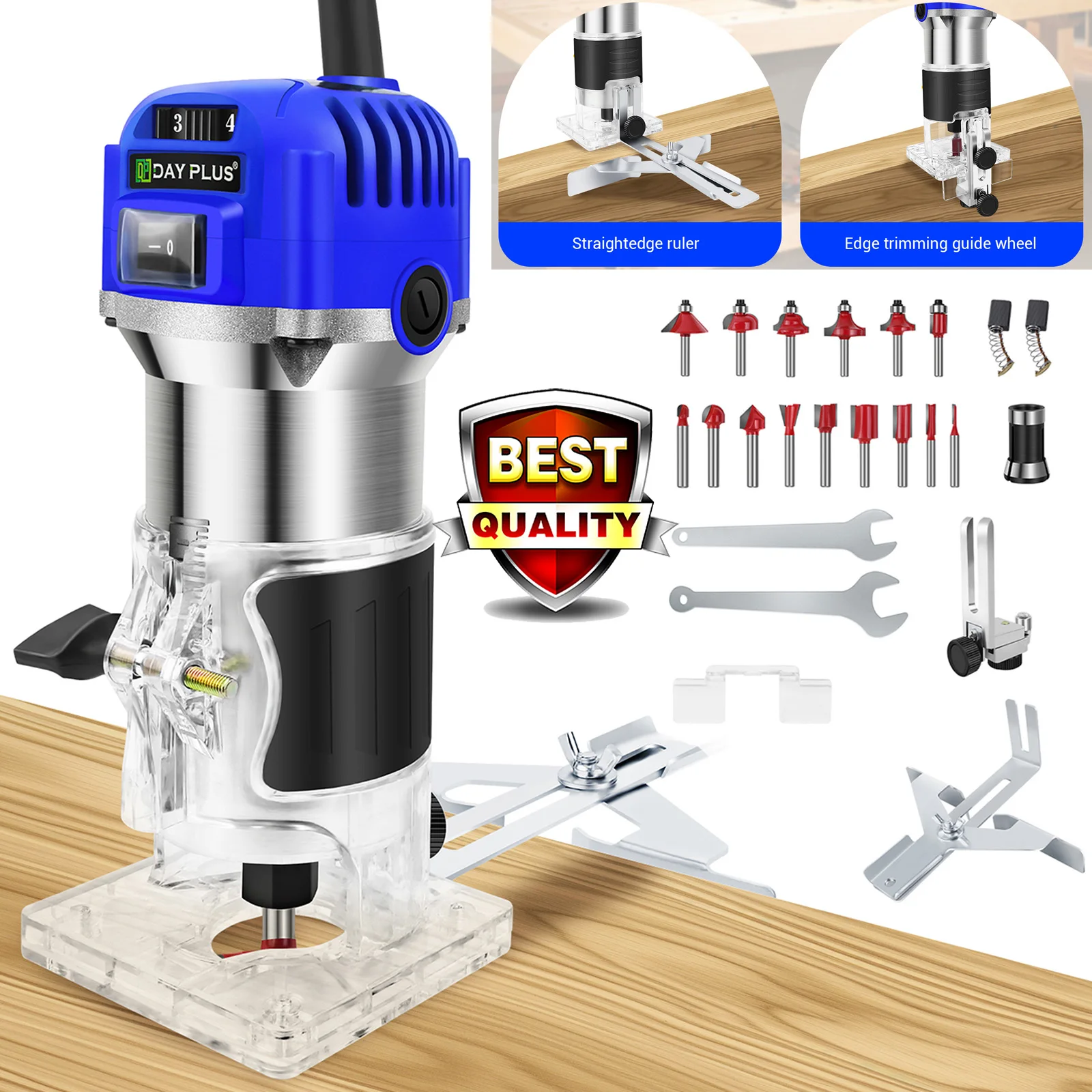 DayPlus 2000W Brushless Electric Trimmer Woodworking Trimming Machine ...