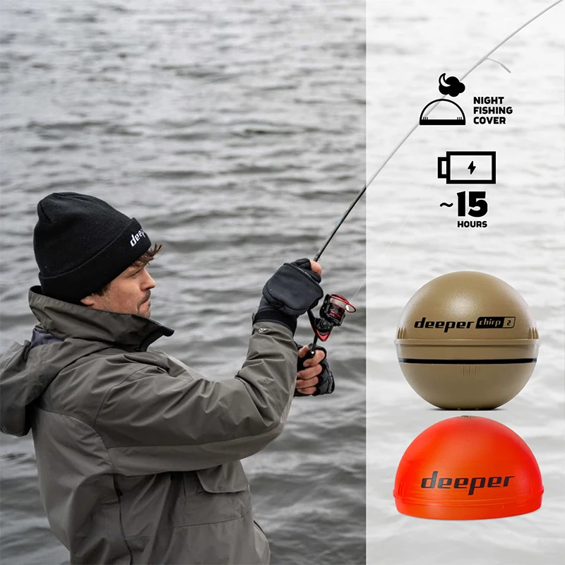 Original Lithuania Deeper Chirp+ 2.0 Castable and Portable WiFi Fish Finder Depth Finder for Kayaks Boats Deeper Smart Sonar fish finder