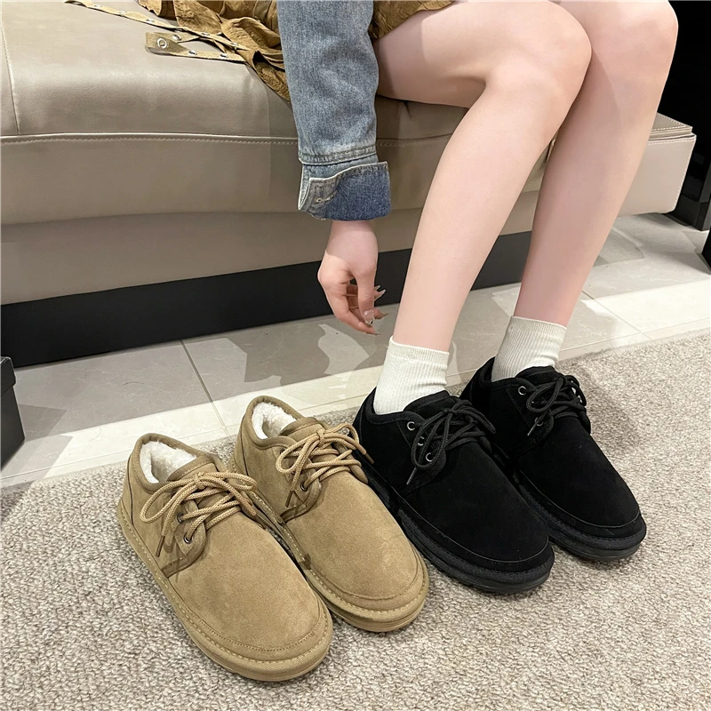 

Ботинки женские зимние с круглым носком, на шнуровке, на низком каблуке