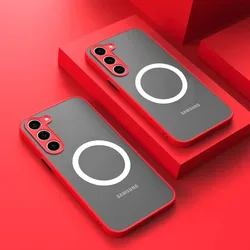Luxury Matte Magnetic Translucent Phone Case with Magsafe Compatibility - S26Plus (Red)