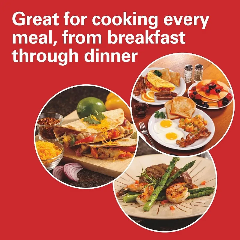 3-in-1 Electric Indoor Grill + Griddle, 8-Serving, Reversible Nonstick Plates, 2 Cooking Zones with Adjustable Temperature 3