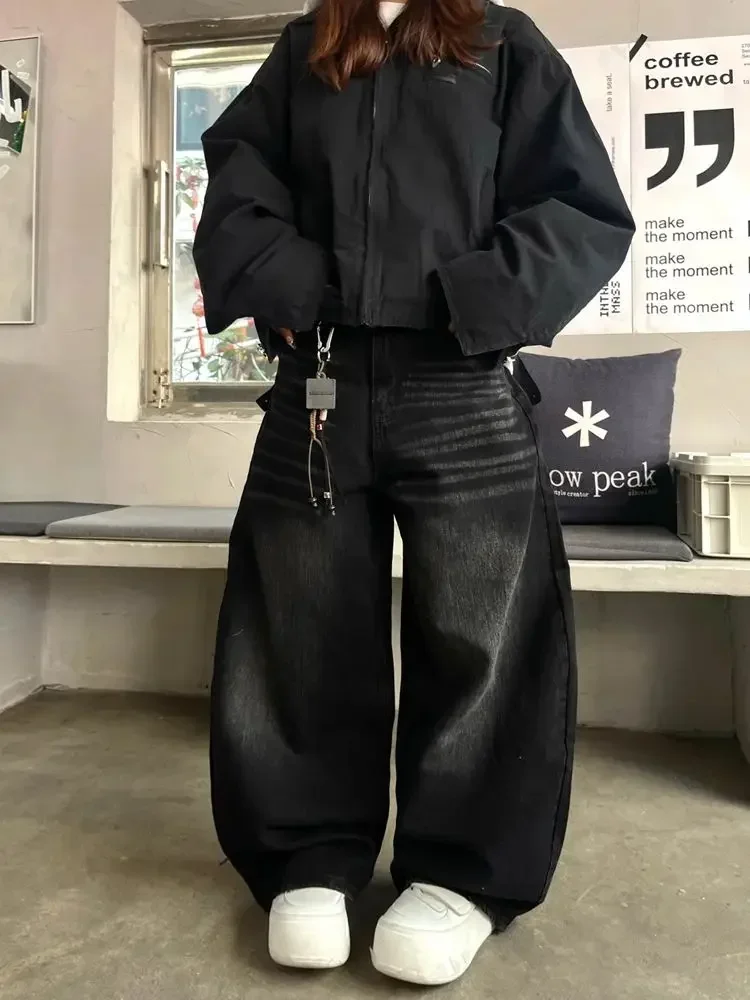 American Retro Jeans Men Hip Hop Trend High Street Loose WideLeg Pants Fashion Embroidered Korean Leisure Couple Overalls Unisex 2