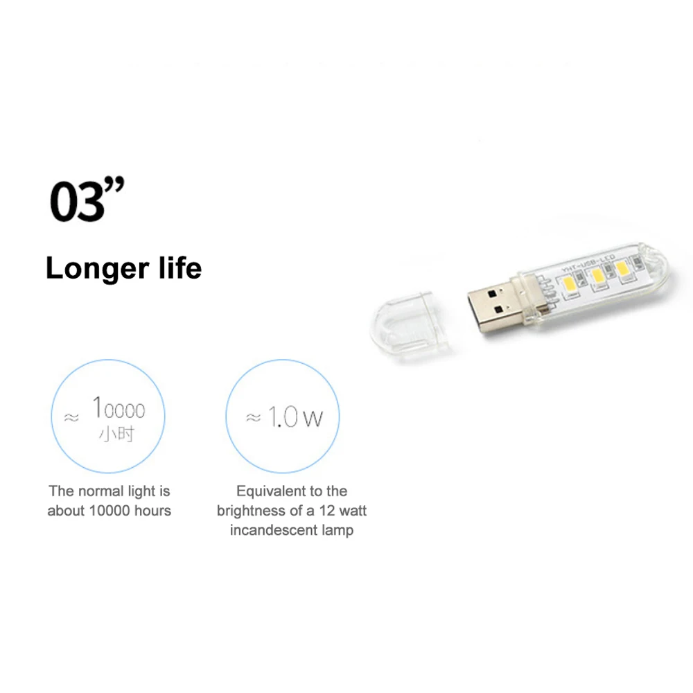 Mini Led Light Portable Usb 3/8 LEDS Book Reading Night Light 5V Power 3000K-7000K Mobile Power For PC Laptop