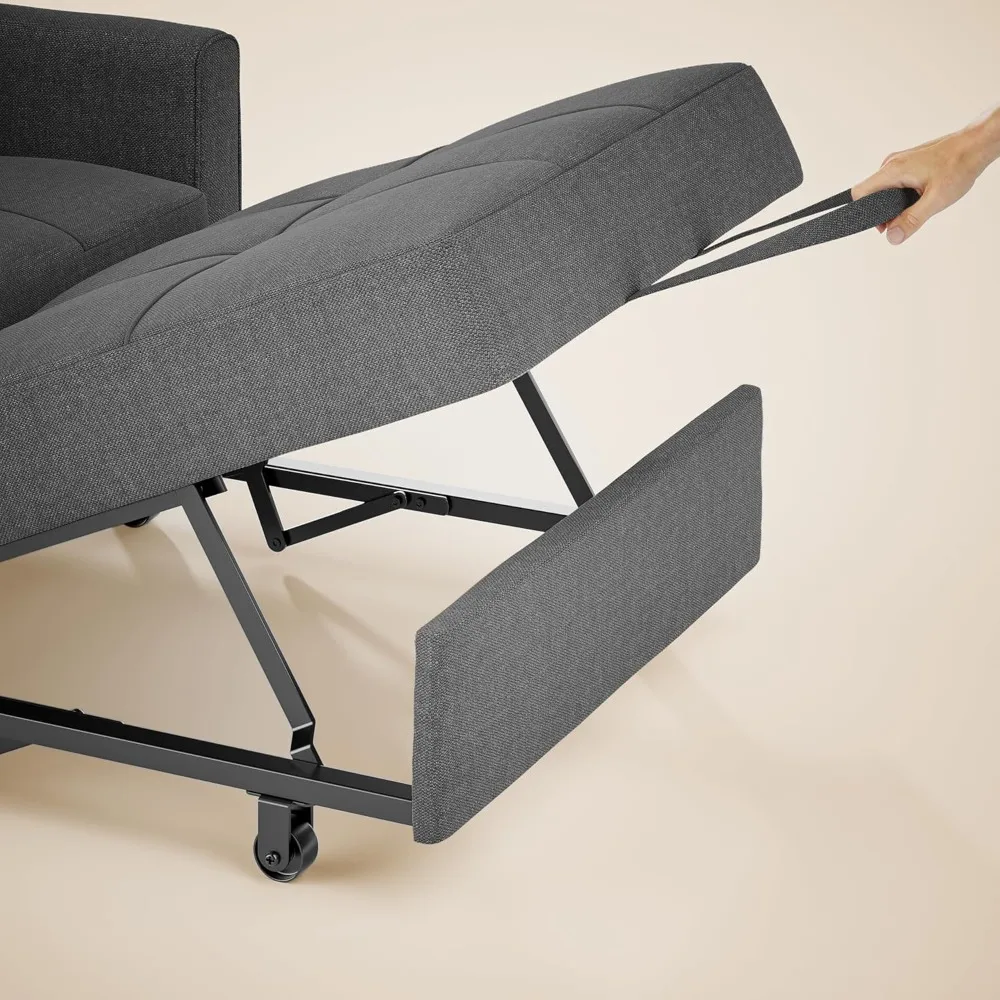Convertible 3-in-1 Sofa Bed Chair, Pullout Single Sleeper with Adjustable Backrest, Spacious Multifunctional Furniture for Comfo