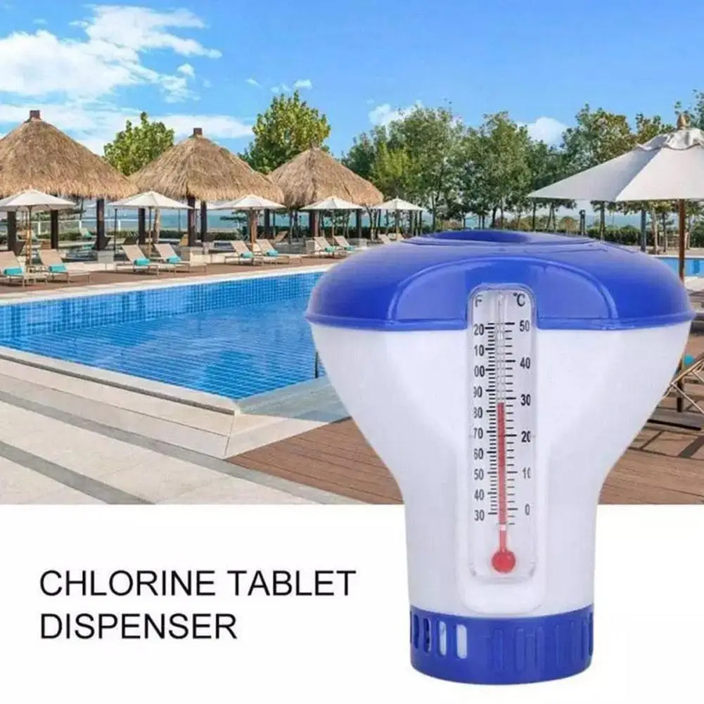 Swimming Pool Floating Dispenser With Thermometer Disinfecting Accessories Box Thermometer Swimming-Pool And M5R3 pool chlorine dispenser