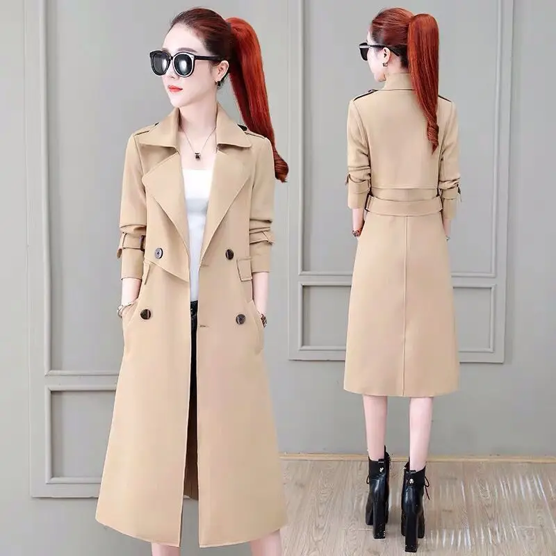 

2023 Autumn New Style Versatile Casual Women's Windbreaker Outwear Elegant Fashion Large Size Female Trench Coat Jacket 3XL