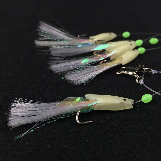 10 Esche Da Pesca Luminose Con Amo - 5 Bianche + 5 Rosa, Per Spigola, Merluzzo E Sgombro