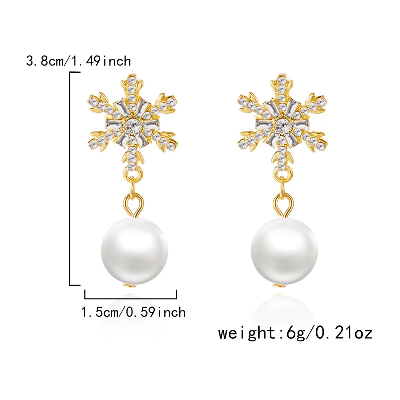 Exquisiter Schneeflocken-Quasten-Ohrring für Damen, leichter Luxus, glänzender Strass-Perlen-Blumen-Ohrring, Weihnachten, Hochzeit, Party, Schmuck – Detail 13