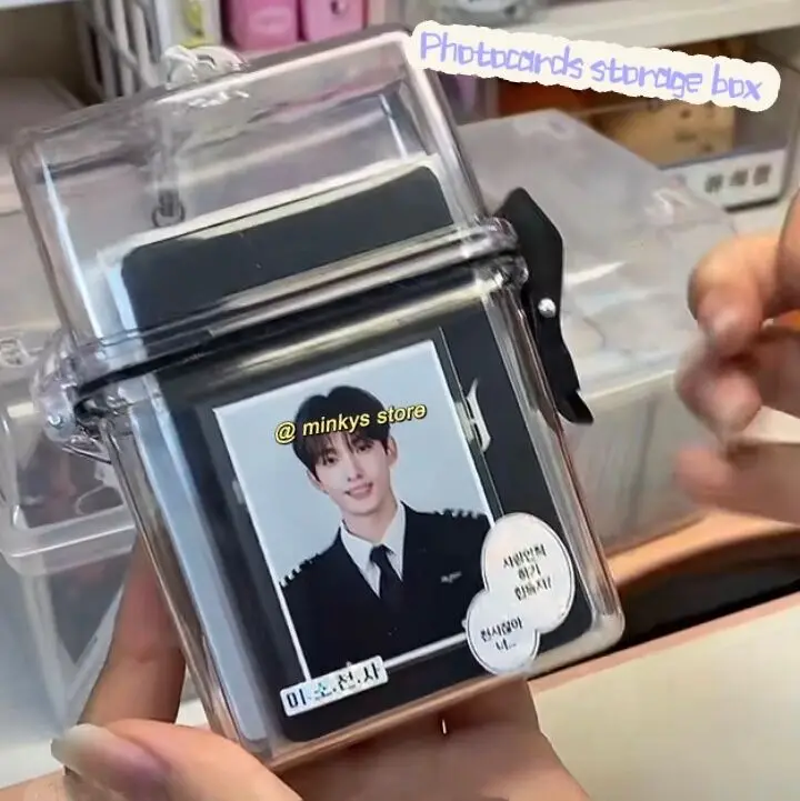 MINKYS ins Hot 3 inch Portable Kpop Photocards Toploader Collect Box Small Card Storage Box Classification Box School Stationery