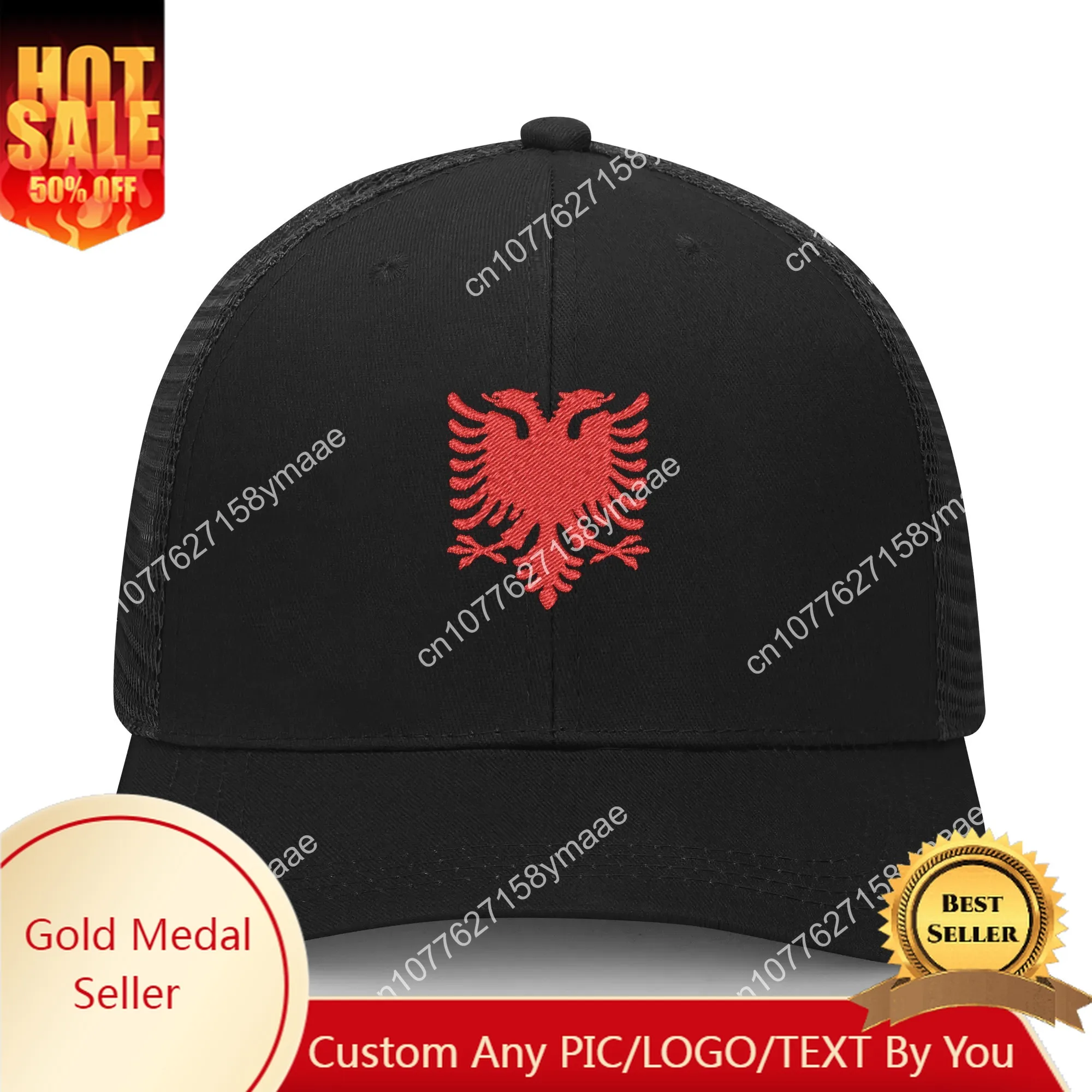 

Albania Flag Godfather of Shock Embroidery Hat Mens Womens Sports Baseball Hat Breathable Summer Headwear Custom Made Caps Logo