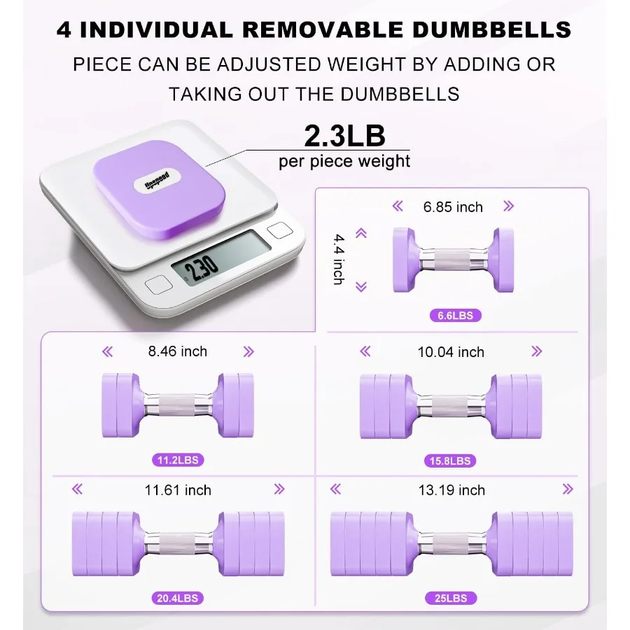 25LB Each Adjustable Dumbbell Set Free Weights Dumbbells Set for Women Men Hand Weights Sets Adjust Dumbbell Weight Sets for Hom