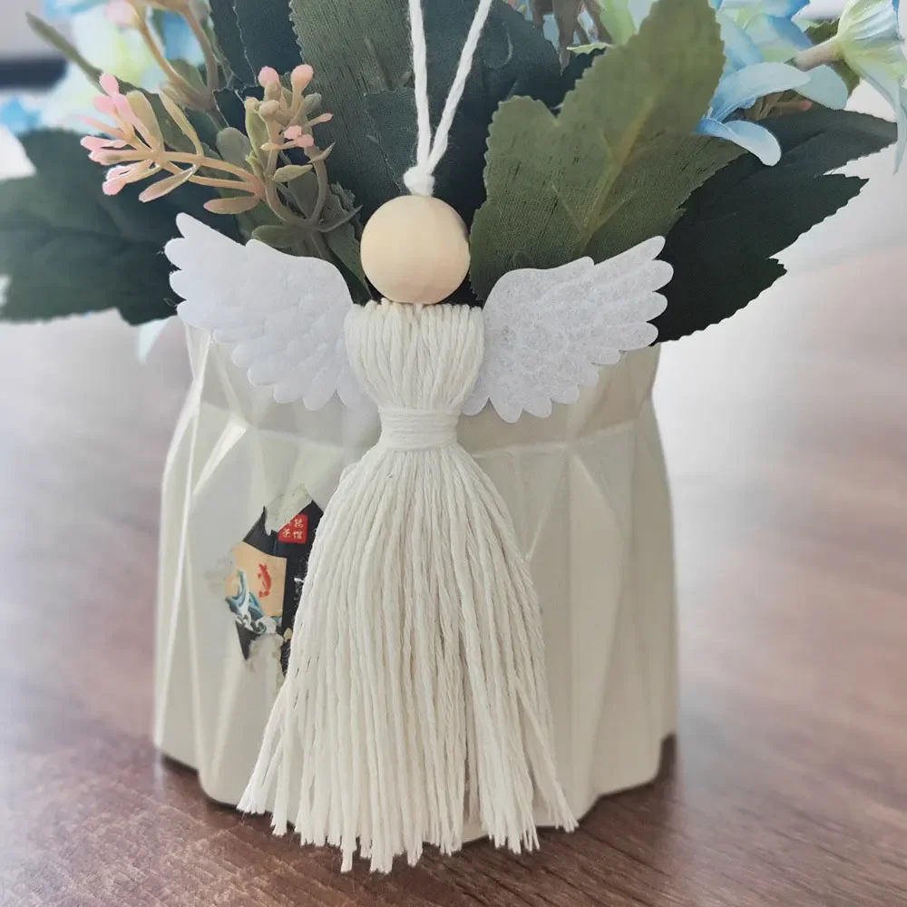 Boho Wall Hanging Ornament Decor Jute Rope Hand Woven Pendant Christmas Angel Pendant Christmas Decorations for Home Navidad