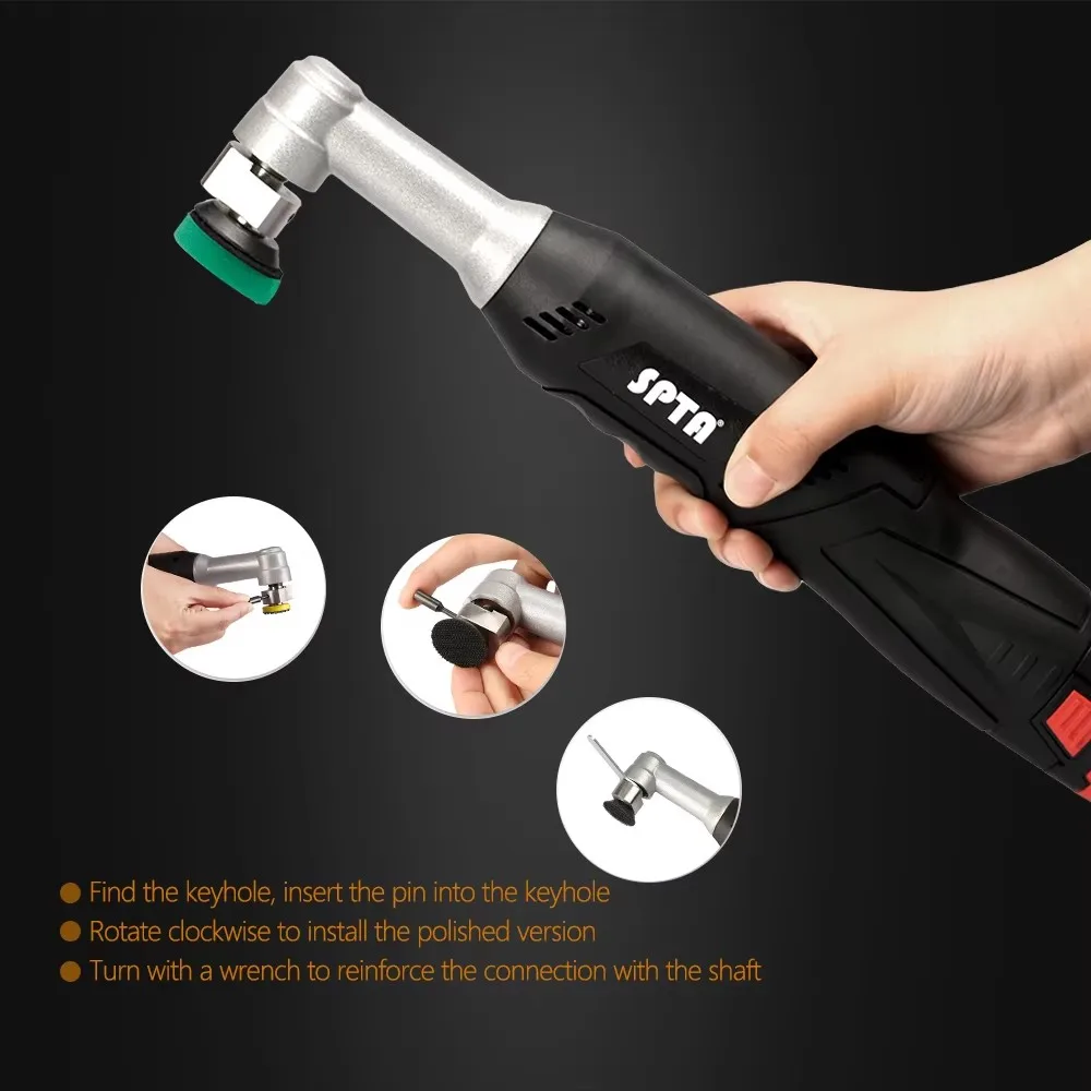 SPTA Cordless Mini Car Polisher 12V Micro Cordless Scratches Killer RO/DA Mini Car Polisher for polishing Sanding and Cleaning car polisher,automotive orbital sander